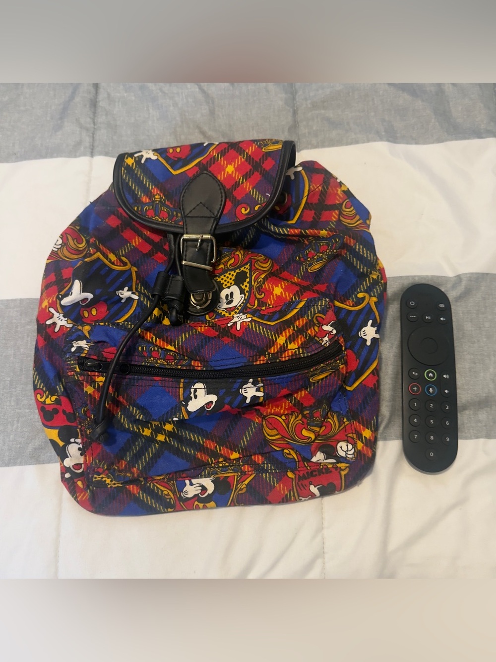 Colorful Plaid Mickey Print Backpack